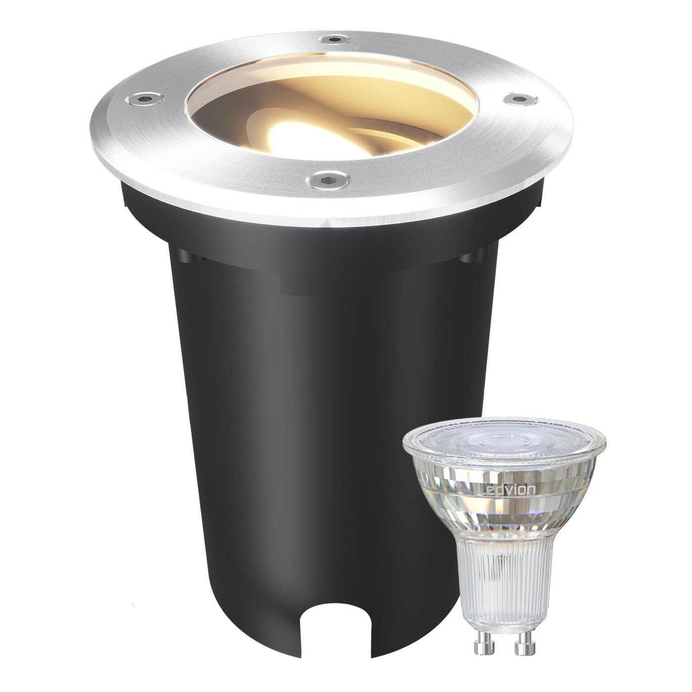 LED Grondspot Rond - IP67 - 3W - 2700K - 1M Kabel - RVS - Kantelbaar