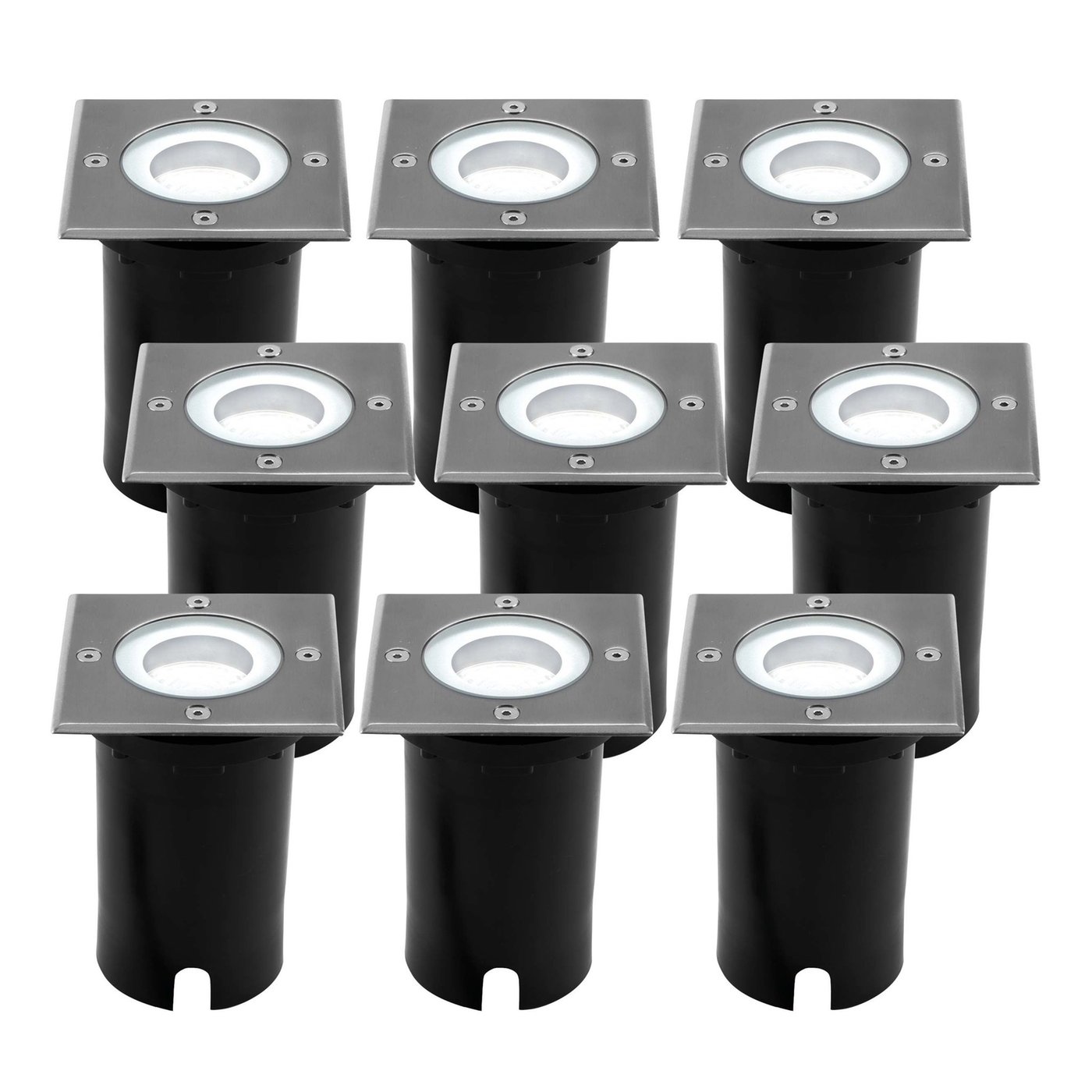 9x Zewnętrzny Lampy Najazdowe LED - Kwadratowy - Czarny - IP67 - 5W - 6500K - Kabel zasilający 1 metr