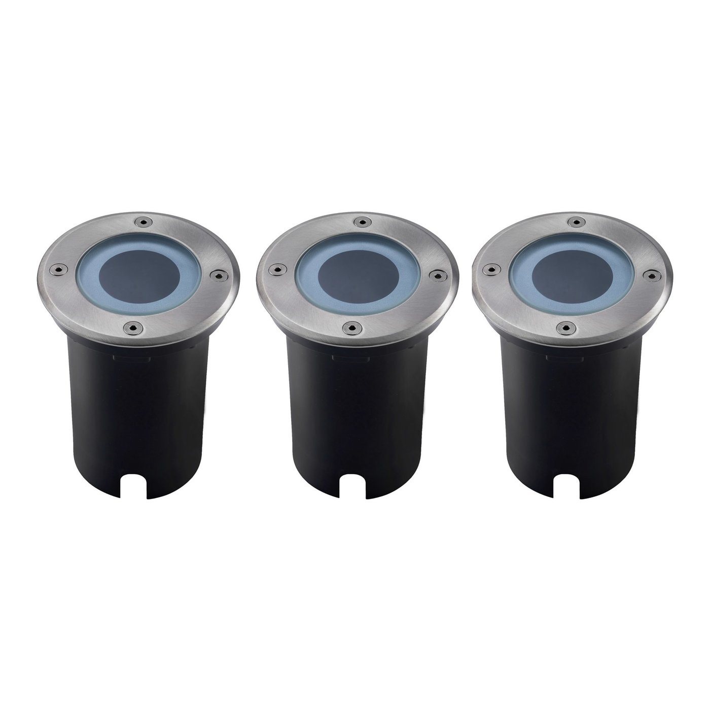 Set de 3 Focos LED Empotrable en suelo - IP67 - GU10 - Redondo - Cable de 1 metro - Acero Inox