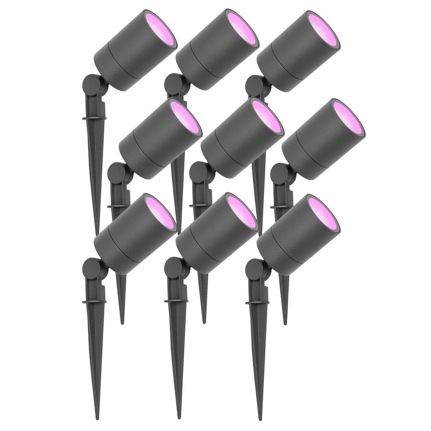 9x Smart LED Markspot - IP65 - 4.9W - RGB+CCT - 1 meter kabel - Antracit