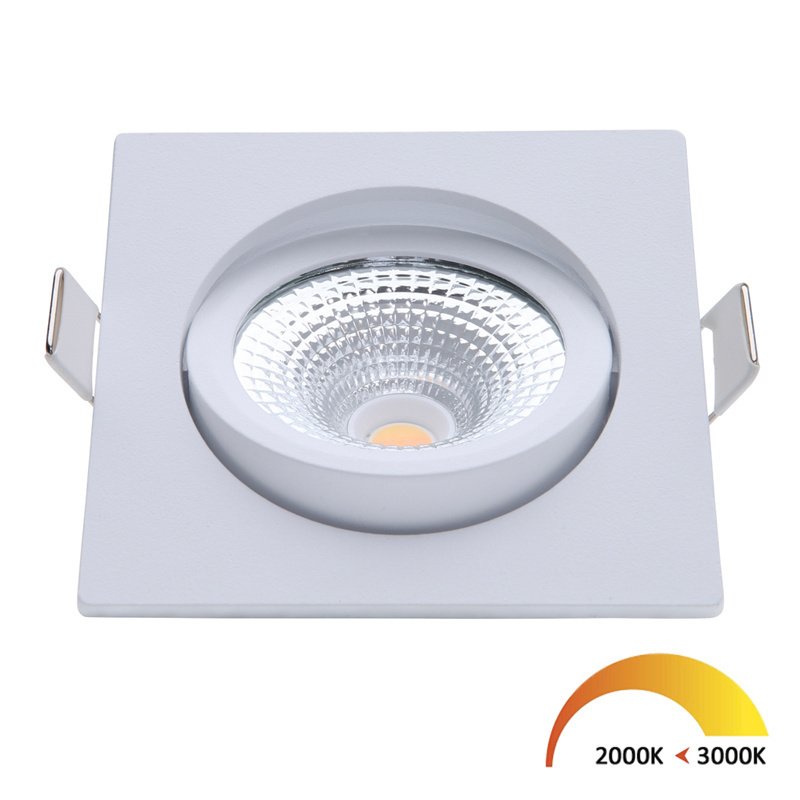 Oczka sufitowe LED biały - 5W - IP54 - 2000K-3000K - uchylny - kwadratowy
