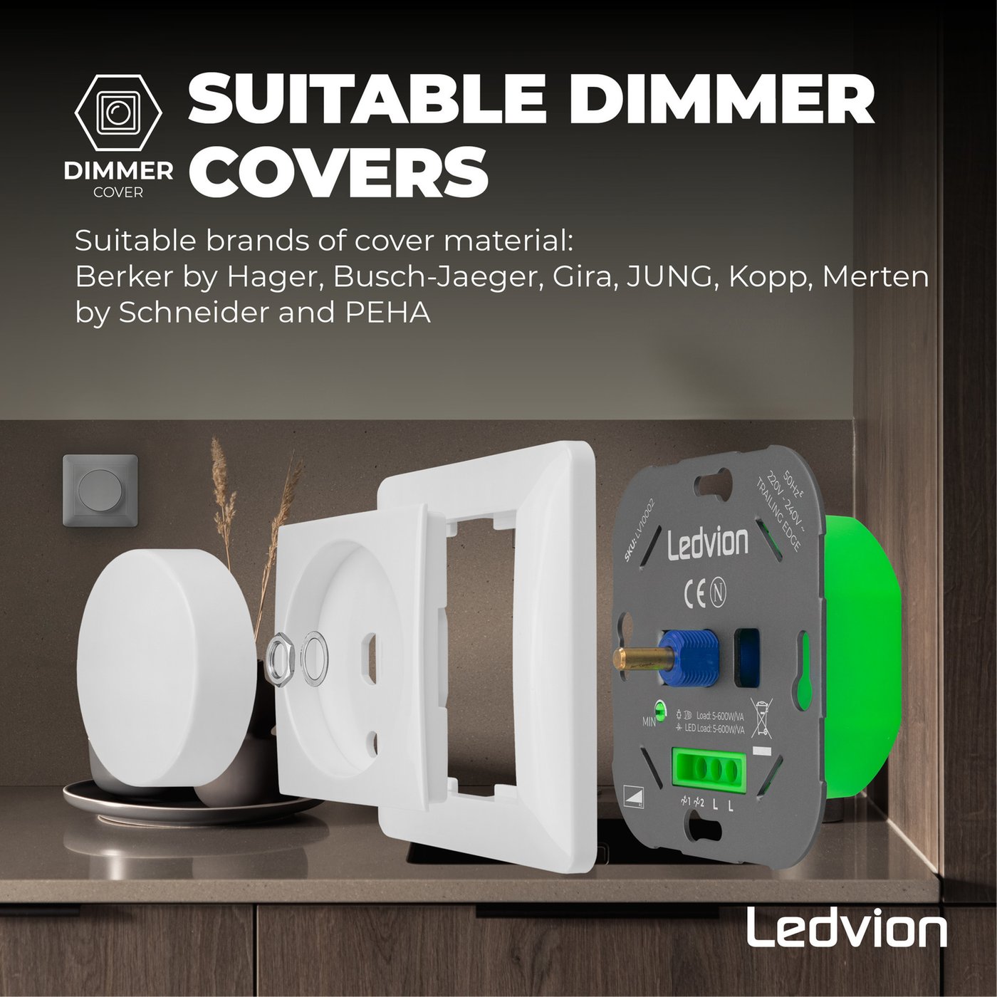 Ledvion Variateur de lumière LED 5-600 Watt 220-240V - à découpage de phase, var