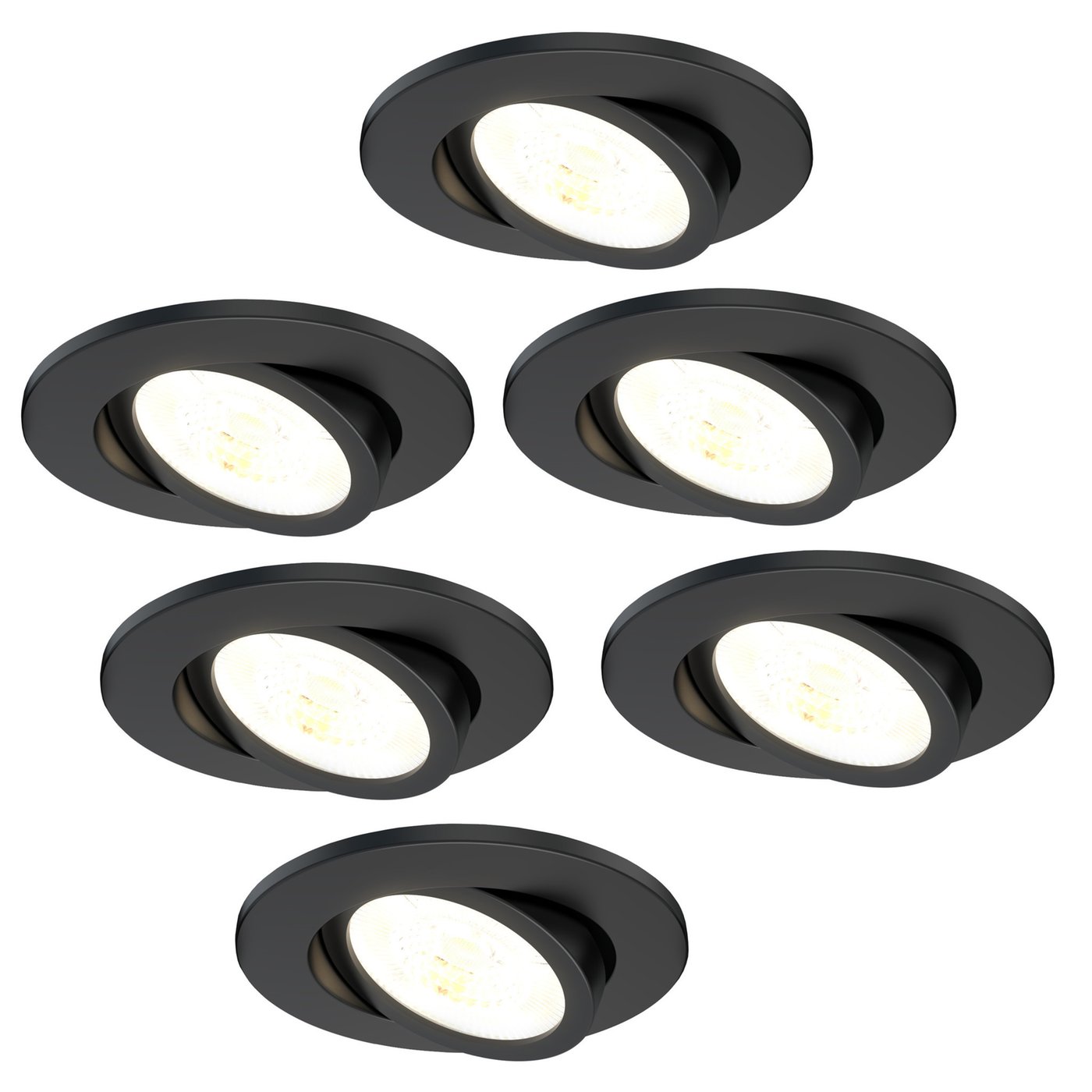 6x Lampy Wpuszczane w Sufit - ściemniane - IP65 - 7w - CCT - Czarny - ø90mm - 5 lat gwarancji - Do łazienki