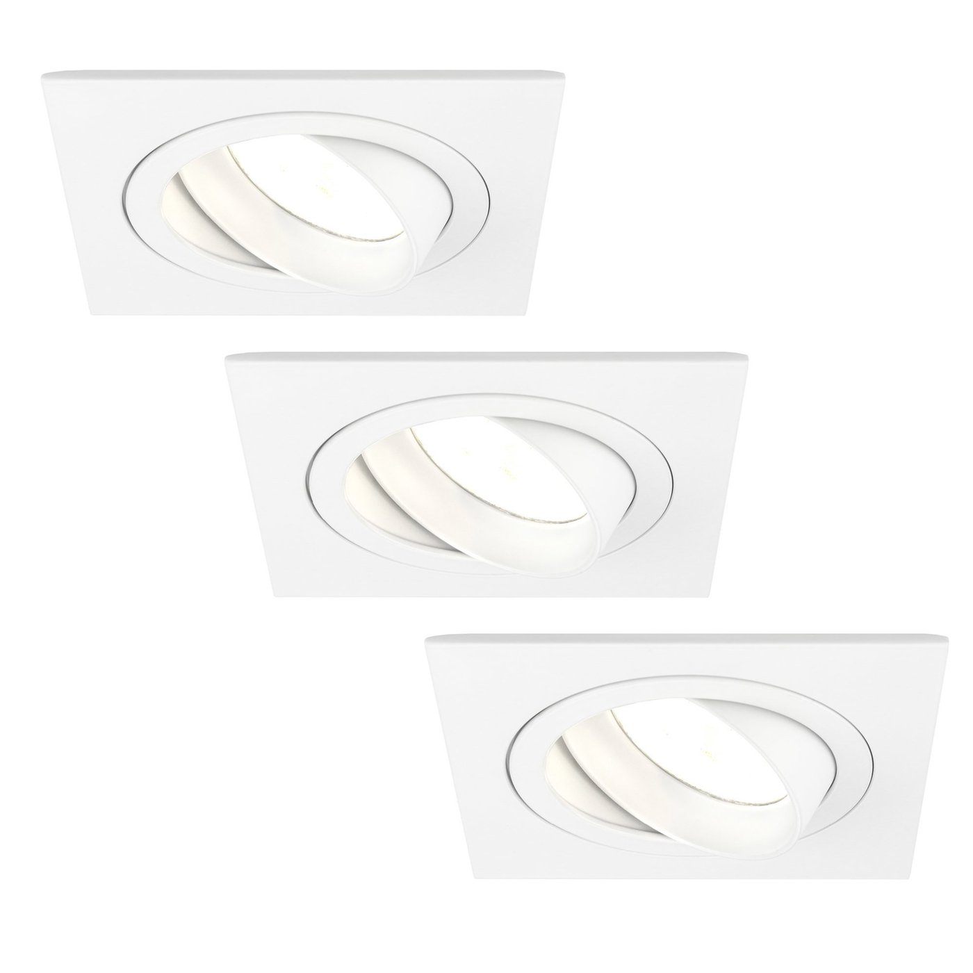 Dimmbare LED Einbaustrahler Weiß - Sevilla - 3W - 2700K - 92mm - Quadrat - 3 Pack