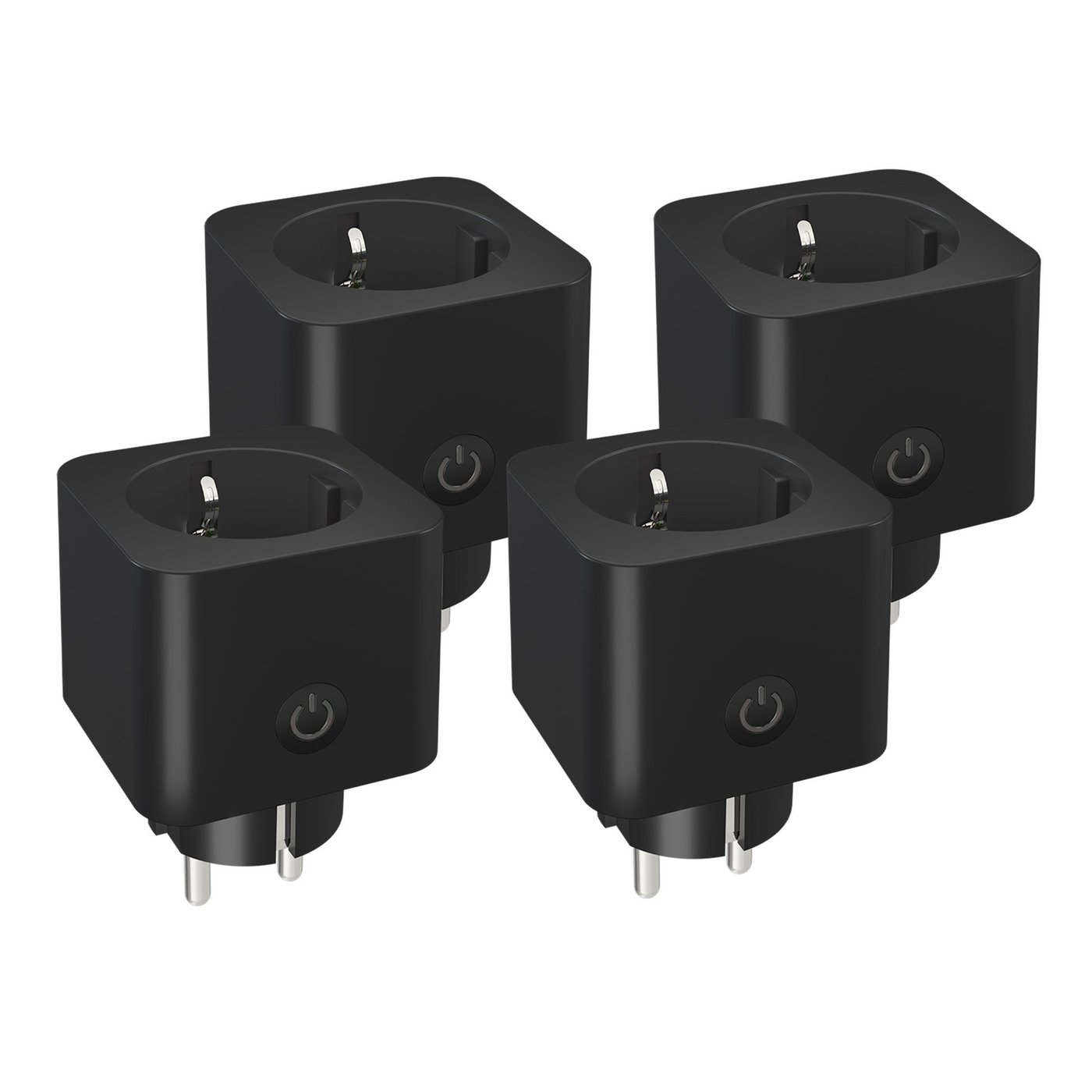 4x Presa Smart WiFi Ledvion con Timer e Risparmio Energetico - Presa Smart - App Calex - Controllo Vocale - Nero
