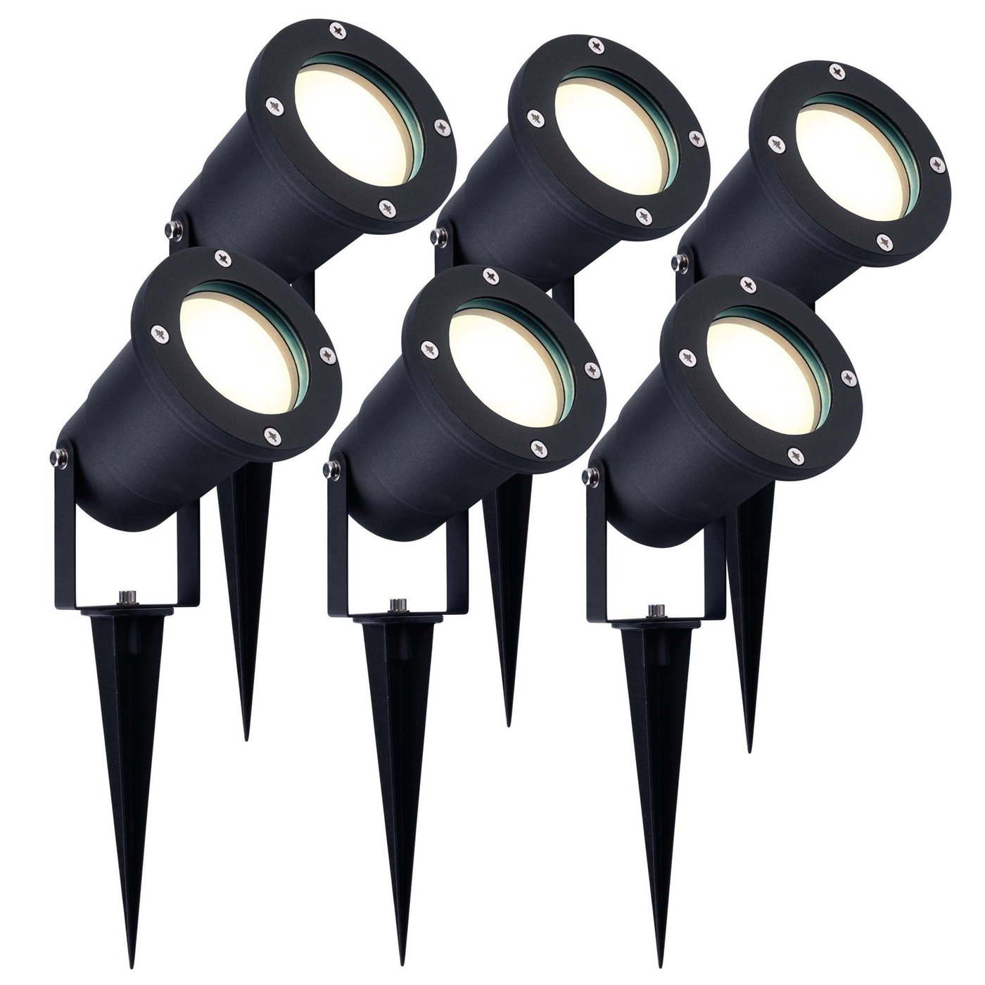 6x LED Gartenstrahler Aluminium - IP65 - 3W - 4000K -  1M Kabel