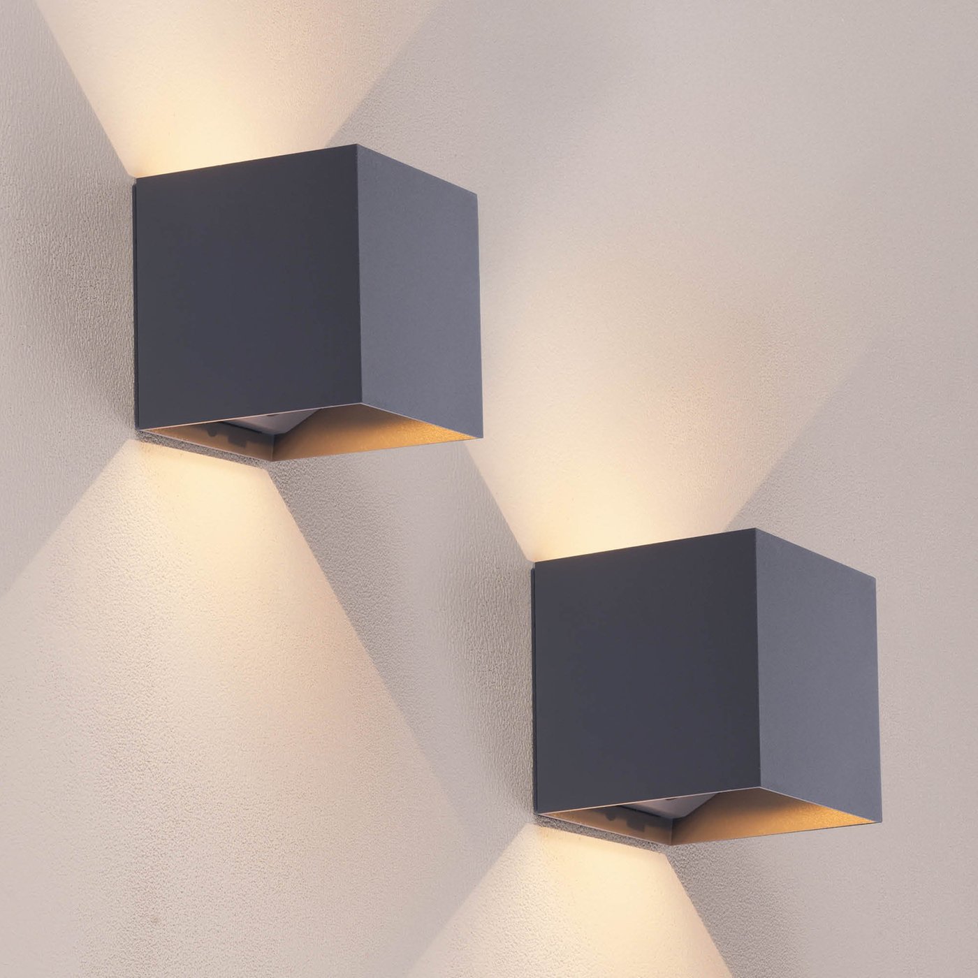 2x USB Oplaadbare Wandlamp Antraciet - Draadloos - 4400 mAh Accu - Geschikt voor Binnen & Buiten - LUX Sensor