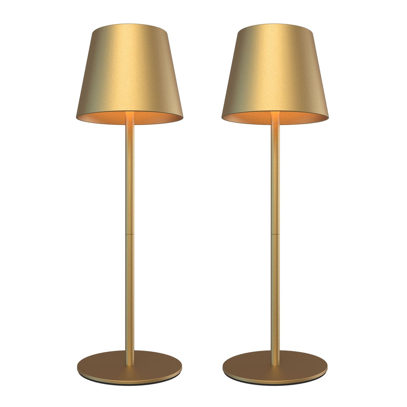 2x Oplaadbare Tafellamp USB – Goud – IP54 - Draadloos – Dimbaar – CCT – 4400 mAh Batterij - Nyra