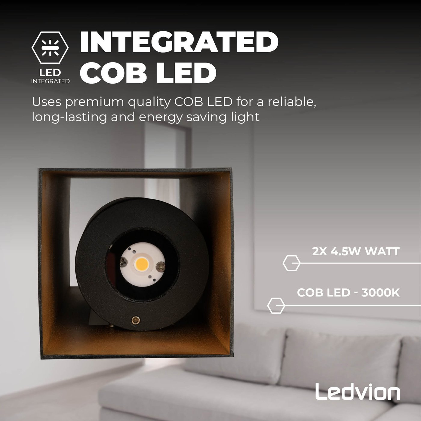 2 stuks led-wandlampen voor buiten, modern, zwart, 20 W, warm licht, 3000 K, led-wandlamp, IP65, waterdicht, vierkant, aluminium, naar boven en beneden verstelbaar, ontwerp, eenvoudig te installeren