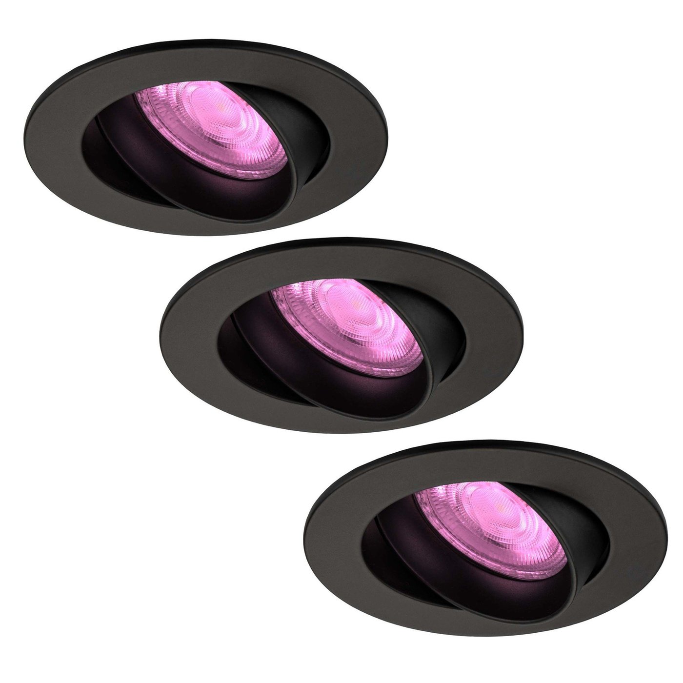 Smart LED inbouwspot Zwart - Rio - Smart WiFi - Dimbaar - RGB+CCT - 3 pack