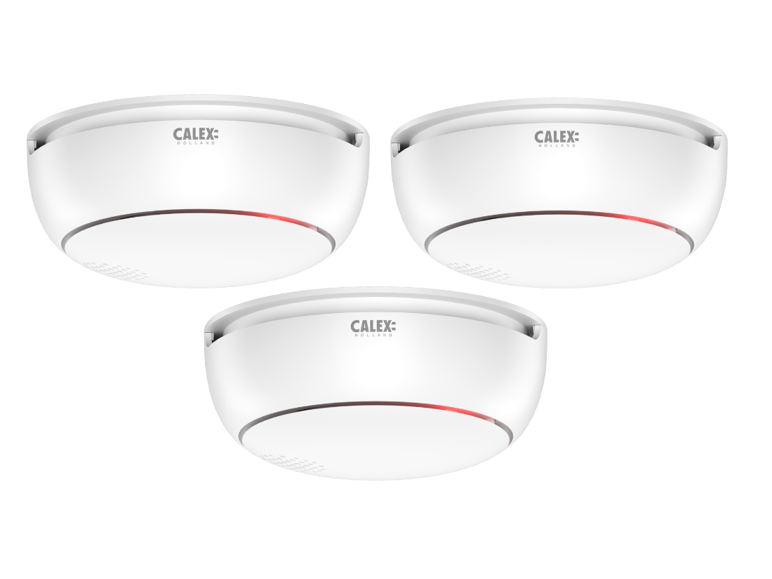 Inteligentny Czujnik Dymu Calex - Bateria na 5 lat - Możliwość podłączenia - Zgodność z normą EN14604 - 3 Pack