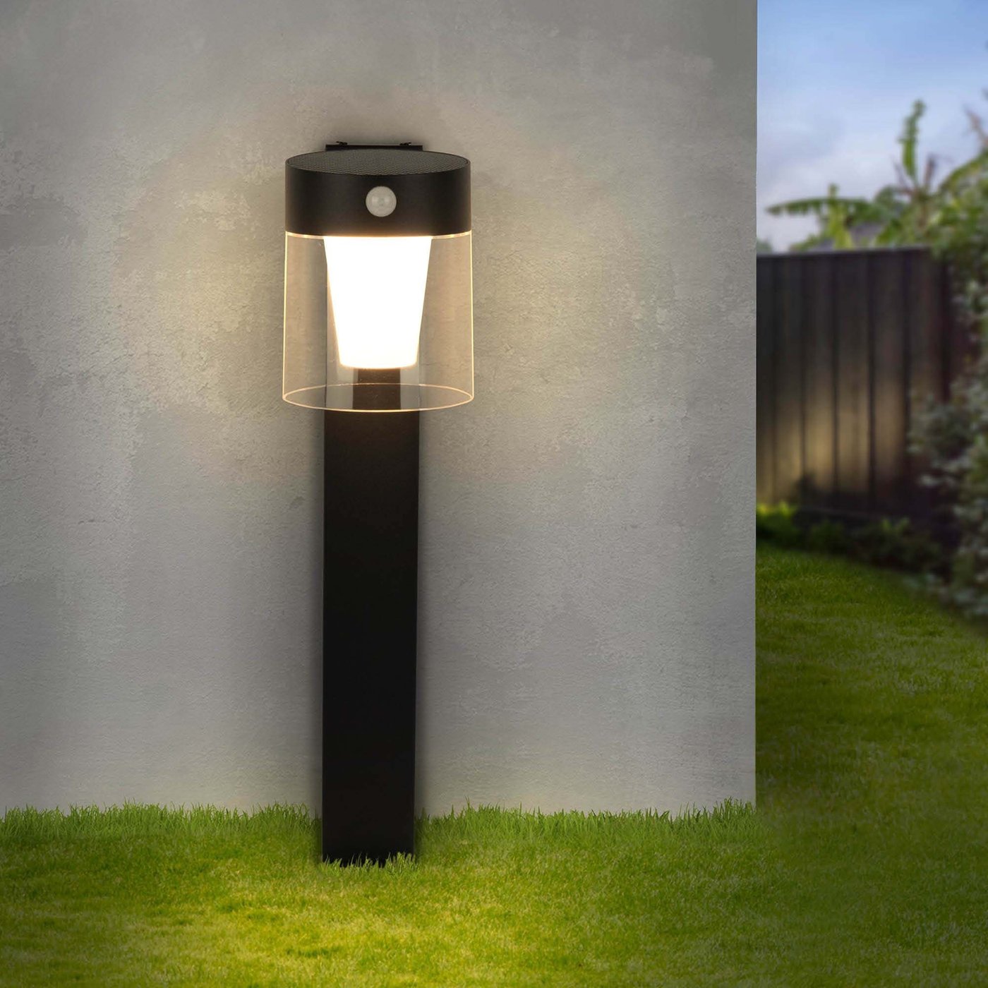 Lampa Stojąca Solarny LED z Czujnikiem Ruchu - Czarny - IP44