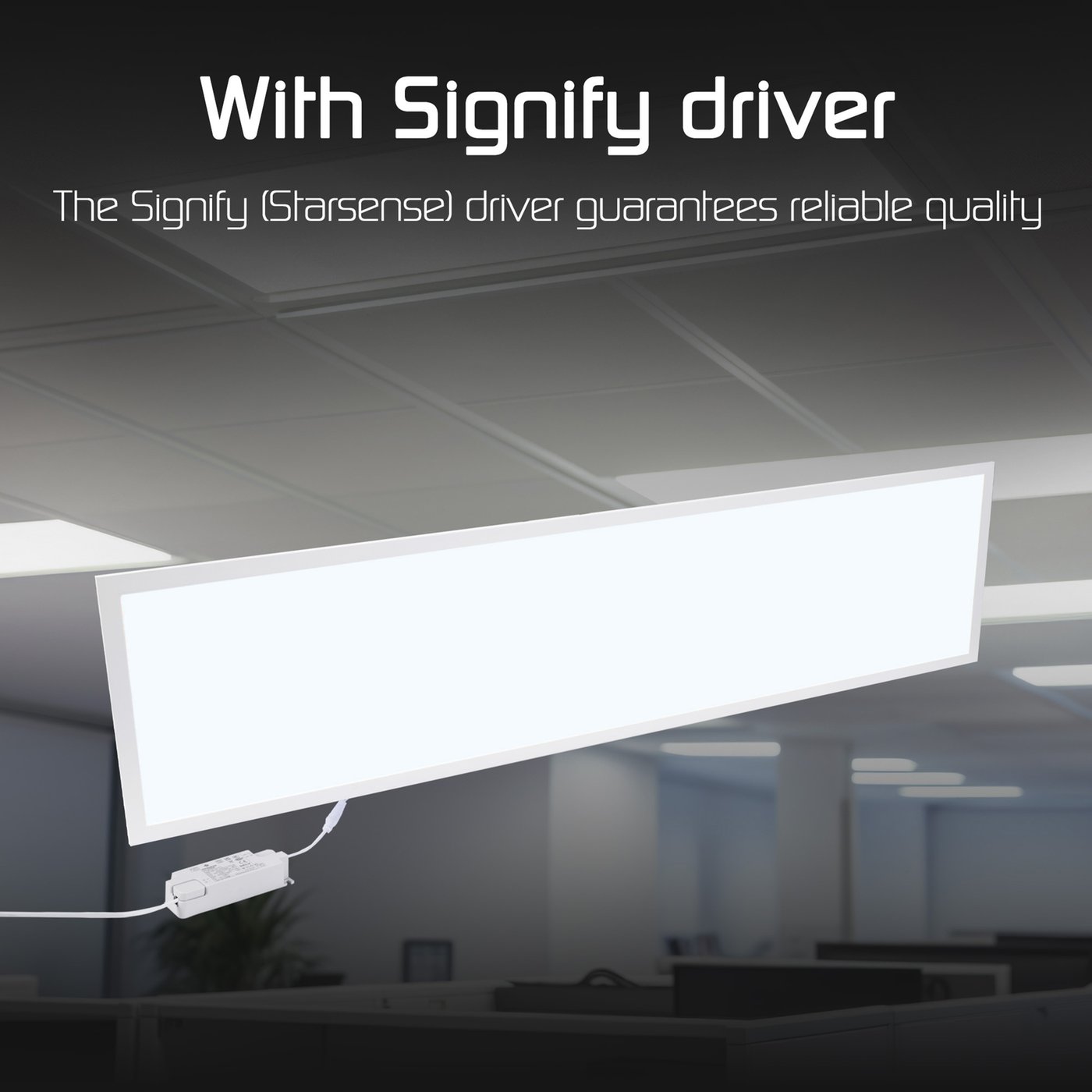 6x LED Panel Lights 1200x300 - 36W - 100 Lm/W - 6500K Daylight