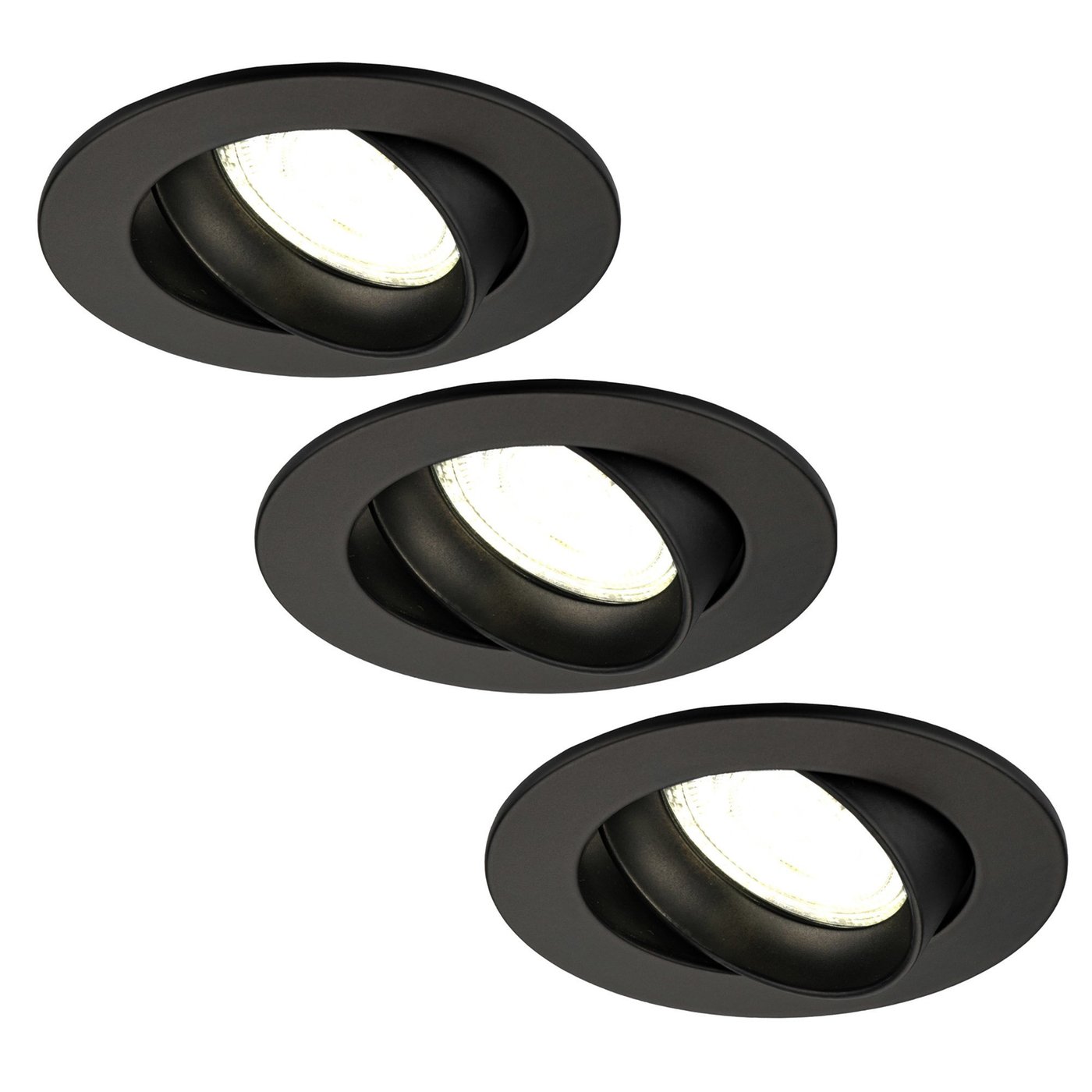 Dimbare LED inbouwspot Zwart - Rio - 3W - 4000K - ø85mm - 3 pack