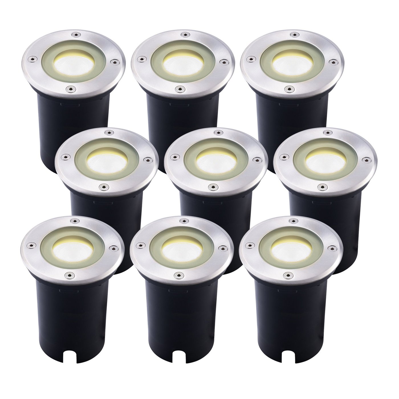 9x LED-markspot - IP67 - 3W - 4000K - 1 meter kabel