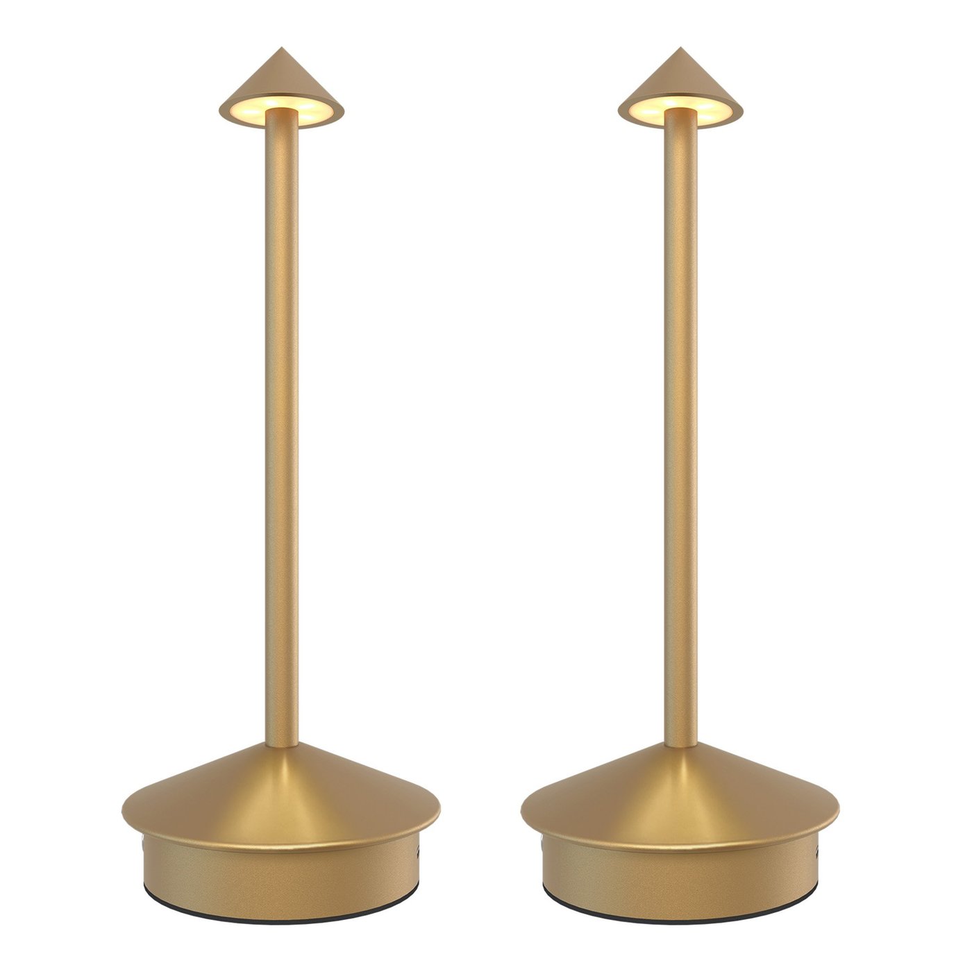 2x Oplaadbare Tafellamp USB – Goud – IP20 - Draadloos – Dimbaar – CCT – 3600 mAh Batterij - Alba