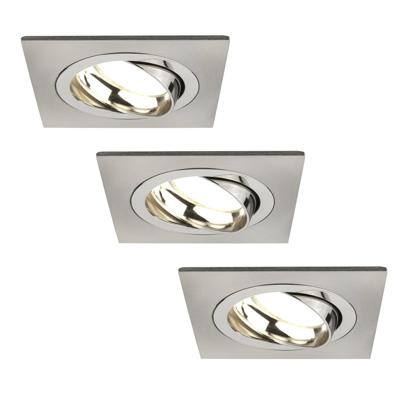 3x Lampy Wpuszczane w Sufit - Stal Nierdzewna - Seville - ściemniane - 3W - 2700K - ø92mm - Kwadratowy