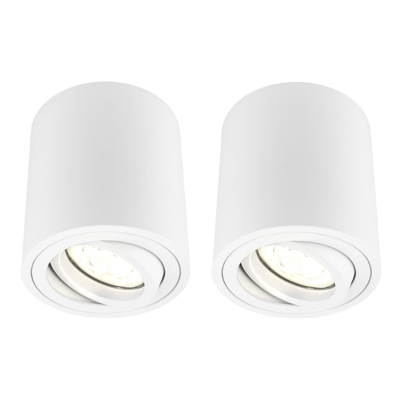 2x Dimmbare LED Aufbaustrahler - ø95mm - Rund - Weiß - 3W - 2700K - Schwenkbar