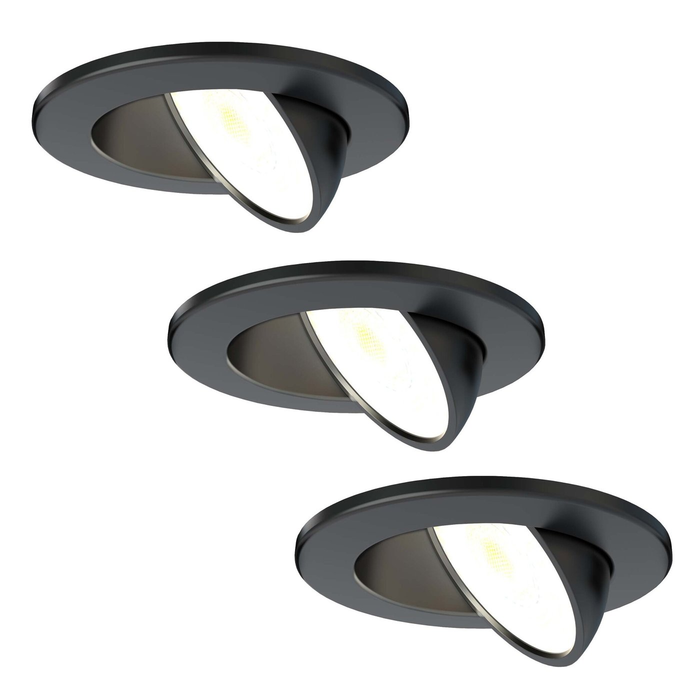 3x Lampy Wpuszczane w Sufit - ściemniane - IP65 - 5W - CCT - Czarny - ø74mm - 5 lat gwarancji - Do łazienki