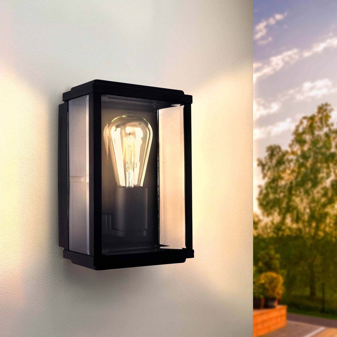 LED Wandleuchte - Lyra - schwarz - E27 - Glas