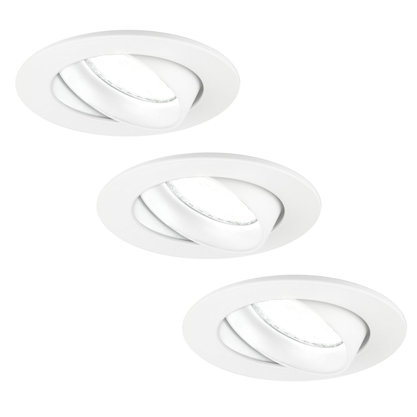 3x Lampy Wpuszczane w Sufit - Białe - Rio - ściemniane - 5W - 6500K - ø85mm