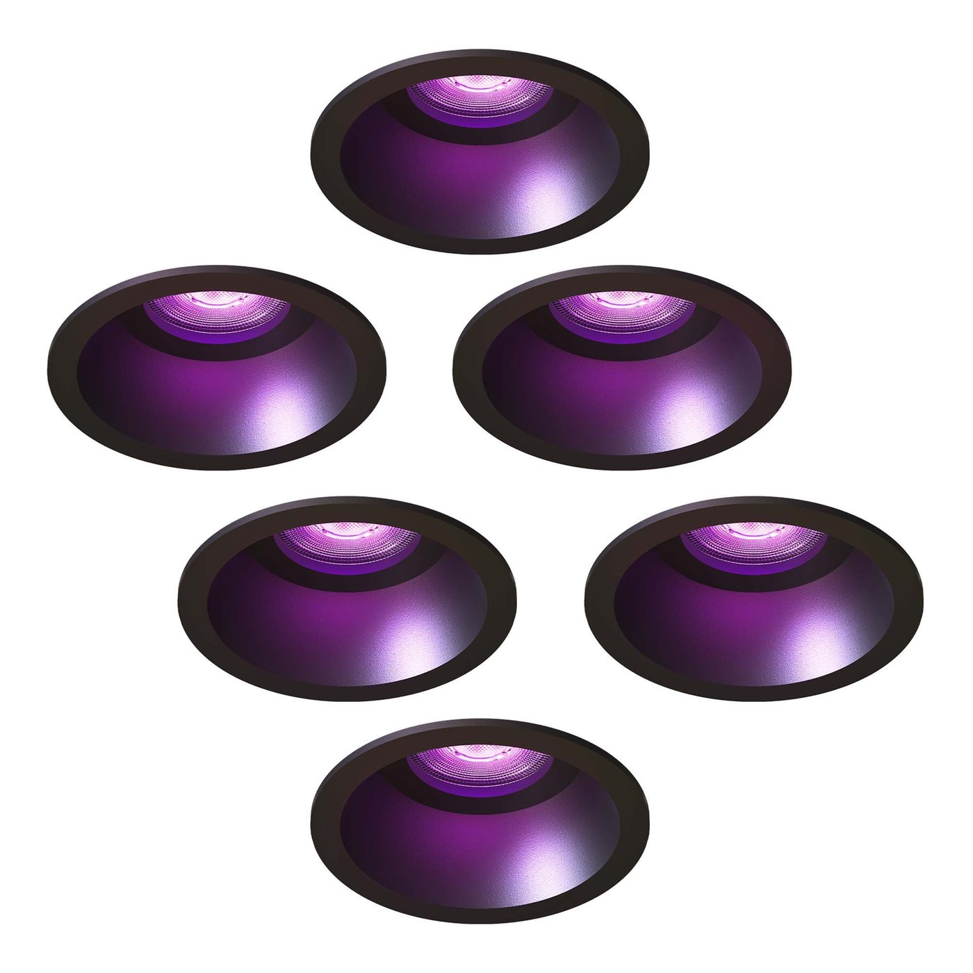 LED Einbaustrahler Dimmbar - Schwarz - Rund - 4.9W - RGB+CCT - 345 Lumen - ø85mm - 6 pack