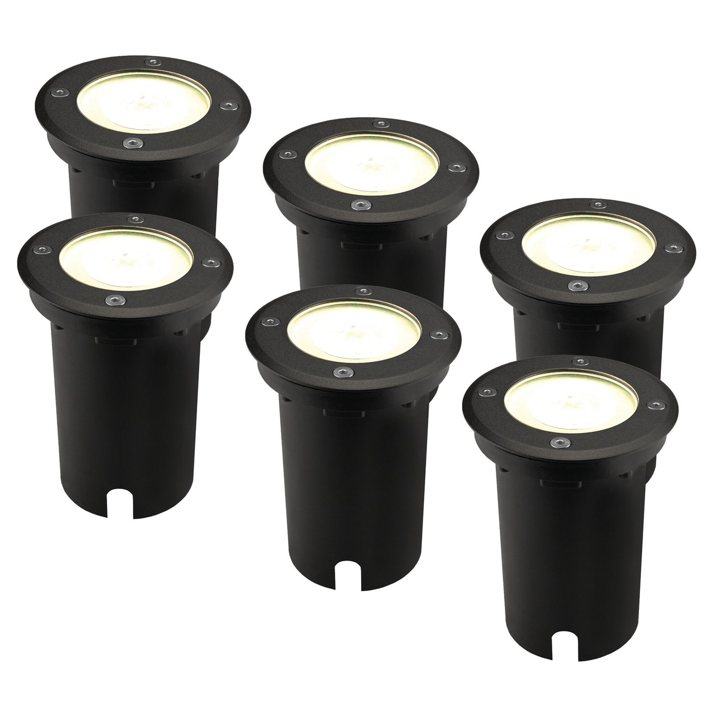 6x Zewnętrzny Lampy Najazdowe LED - Kwadratowy - Czarny - IP67 - 3W - 4000K - Kabel zasilający 1 metr