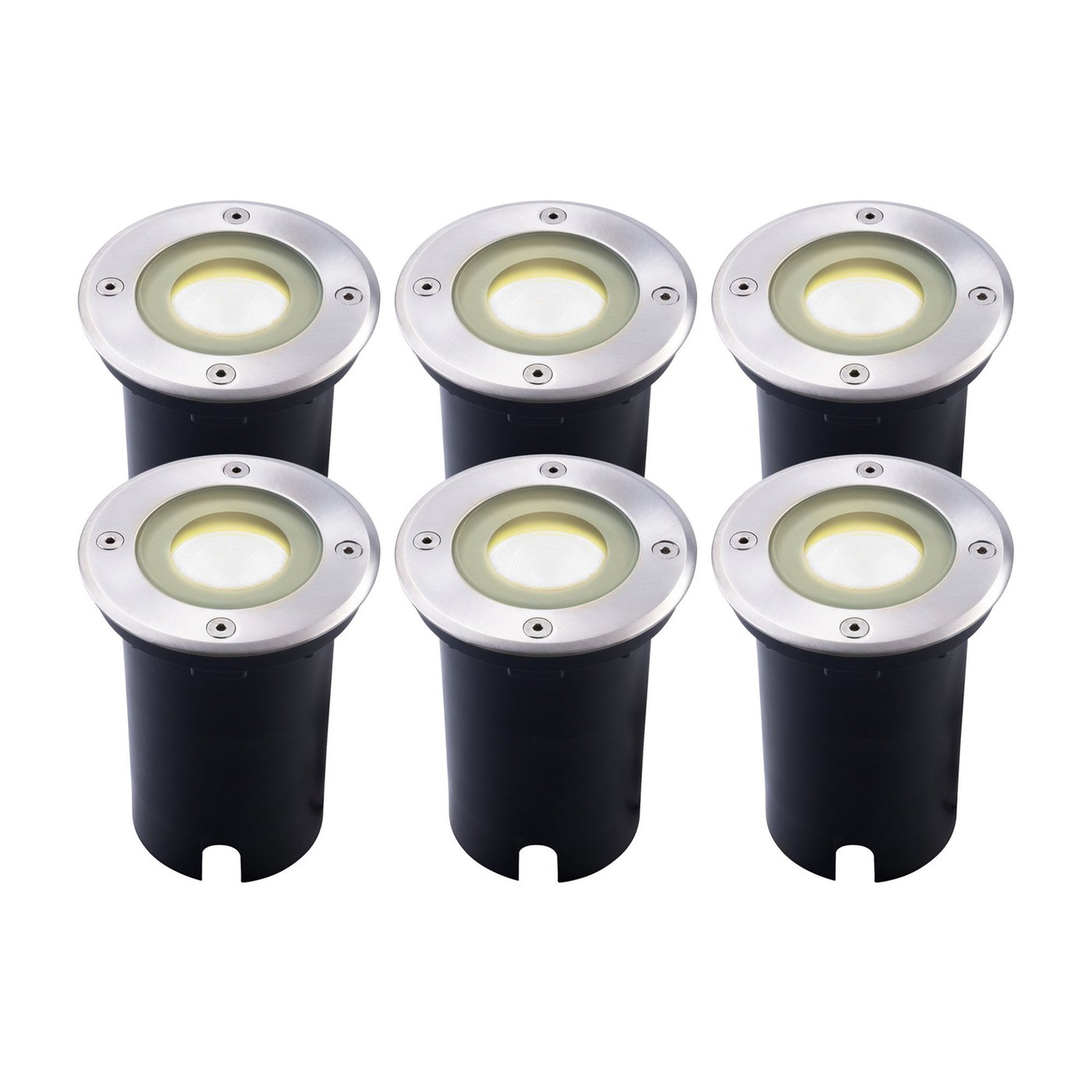 6x LED Bodeneinbaustrahler Rund - IP67 - 3W - 4000K - 1m Kabel
