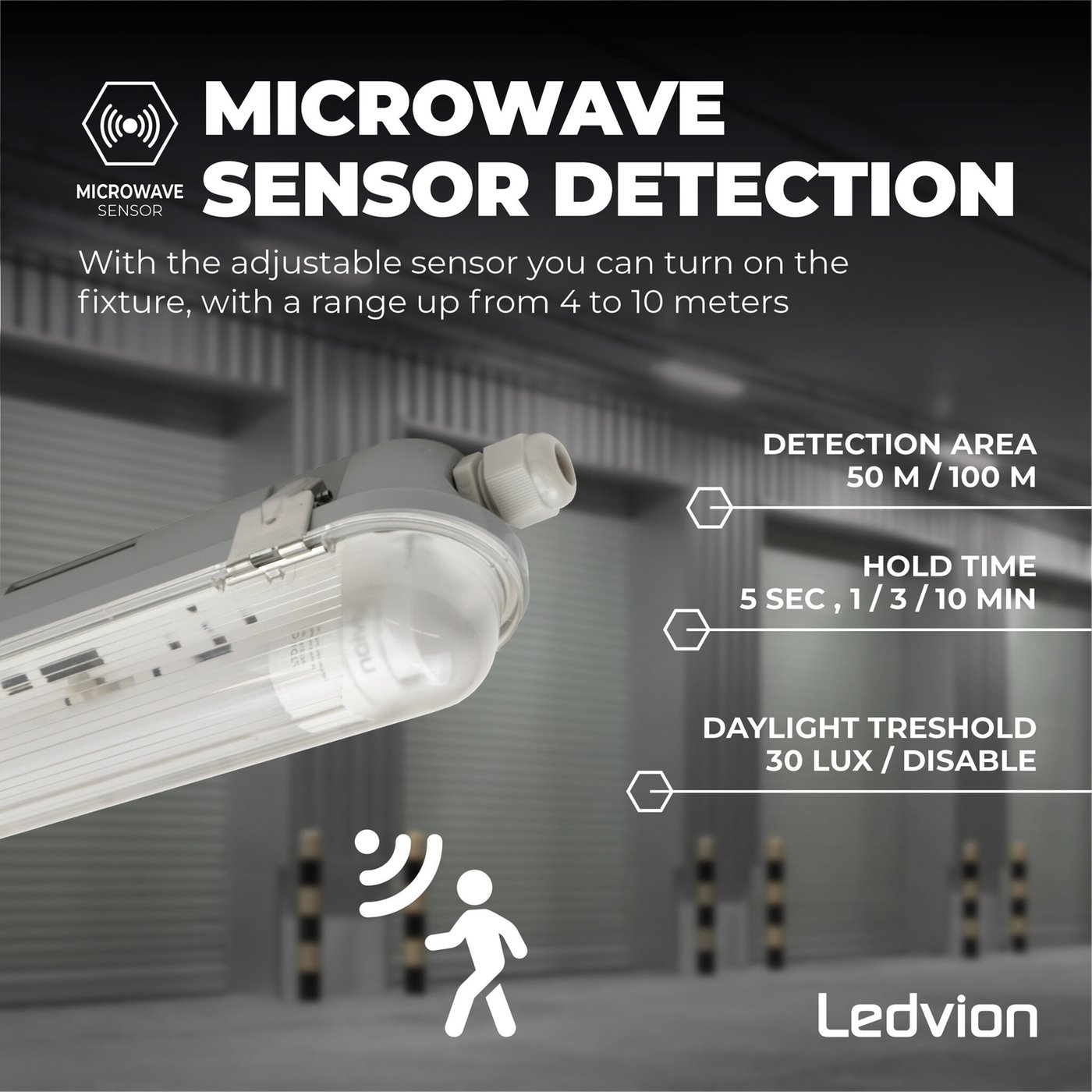 Ledvion 10X Tubo LED TL Da 120cm – 18W, 4000K, 185lm/W, Classe B, Con Starter Incluso, Accensione Istantanea E Senza Mercurio