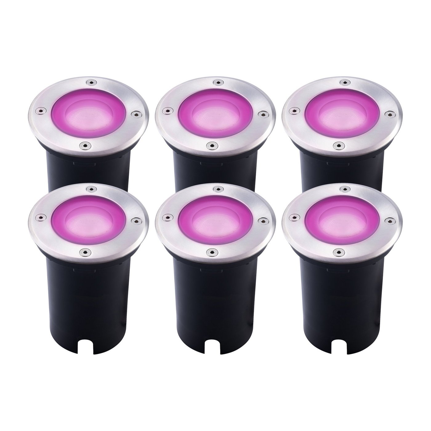 6x Smart LED Bodeneinbaustrahler Rund - IP67 - 4.9W - RGB+CCT - 1m Kabel
