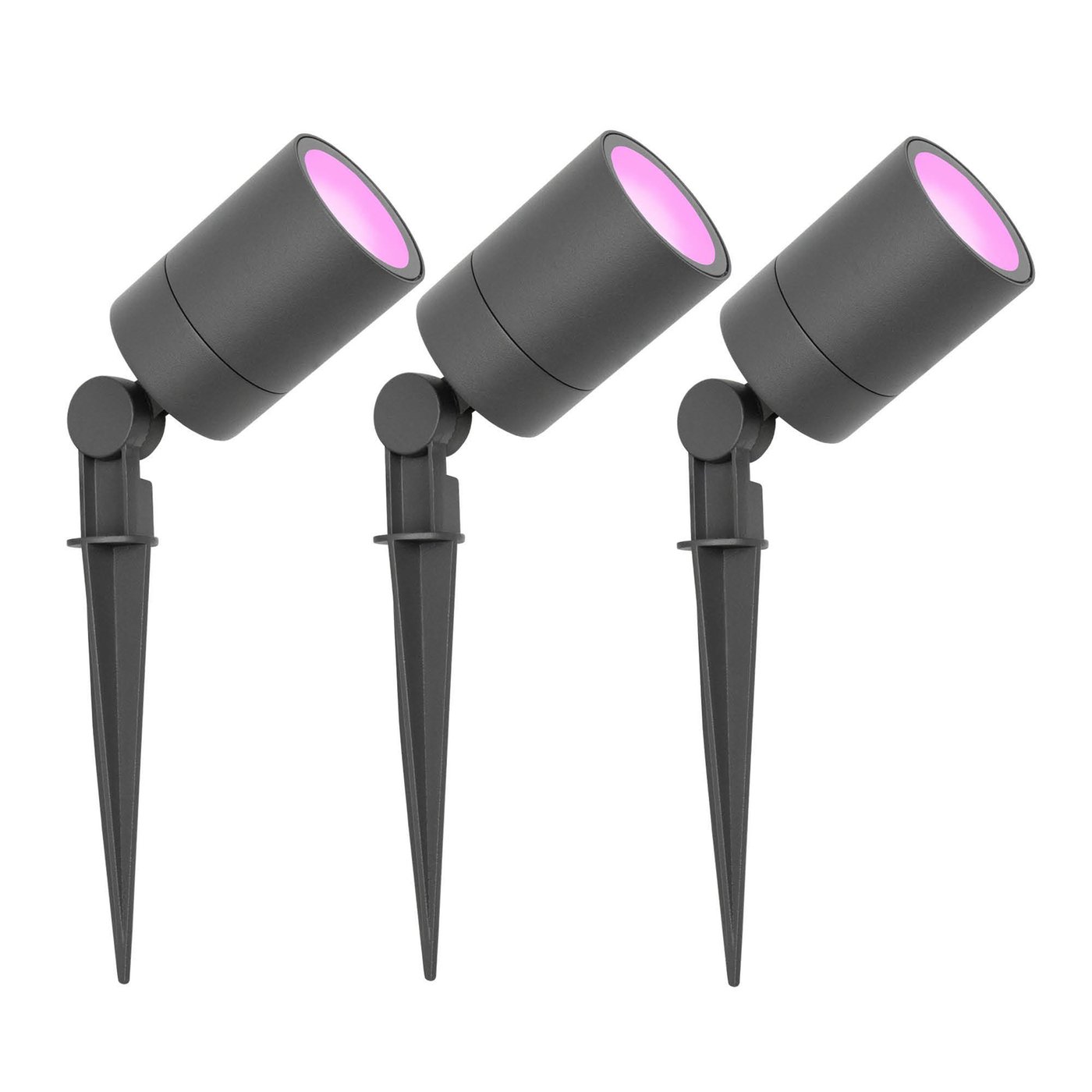 3-pack Smart LED markspot – IP65 – 4.9 W – RGB+CCT – 1 m kabel – antracit