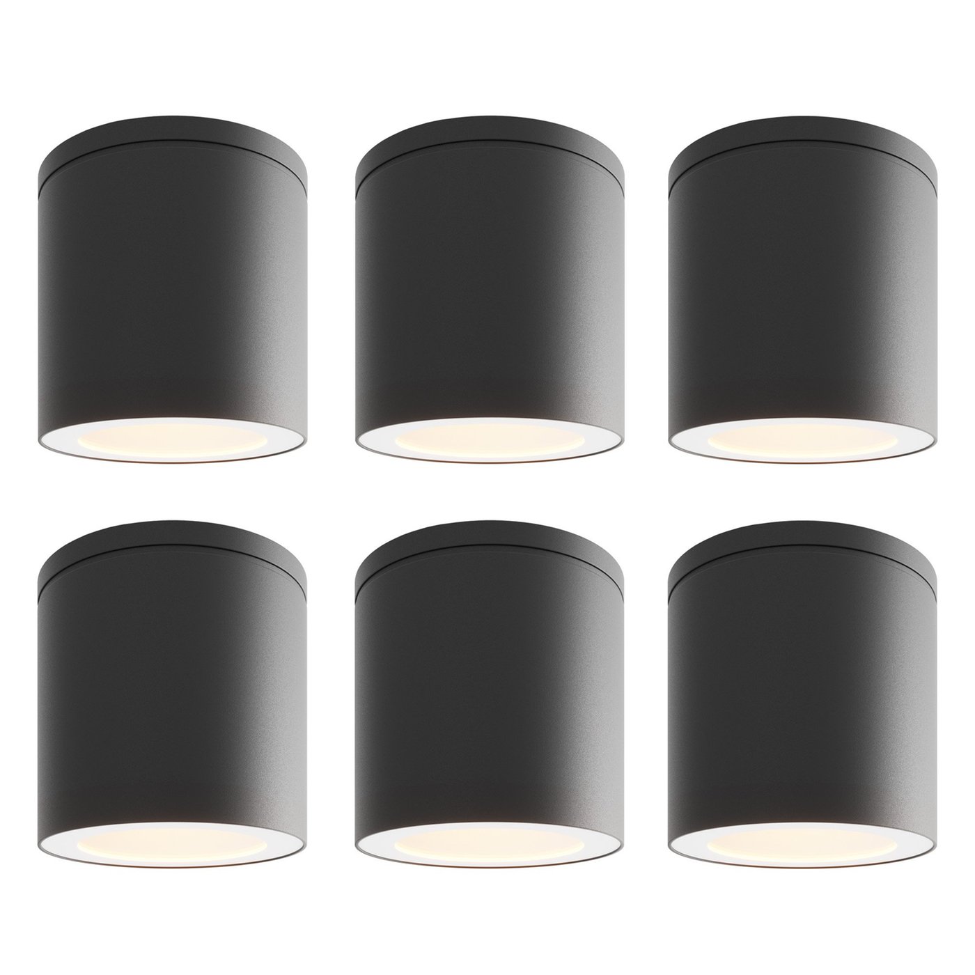 6x Opbouwspot Buiten - IP54 - GU10 Fitting - Zwart