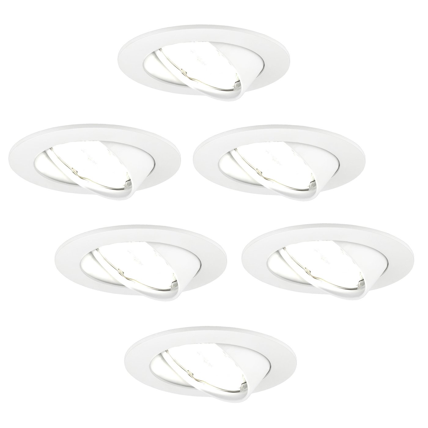 6x Lampy Wpuszczane w Sufit - Białe - Amsterdam - ściemniane - 5W - 6500K - ø82mm