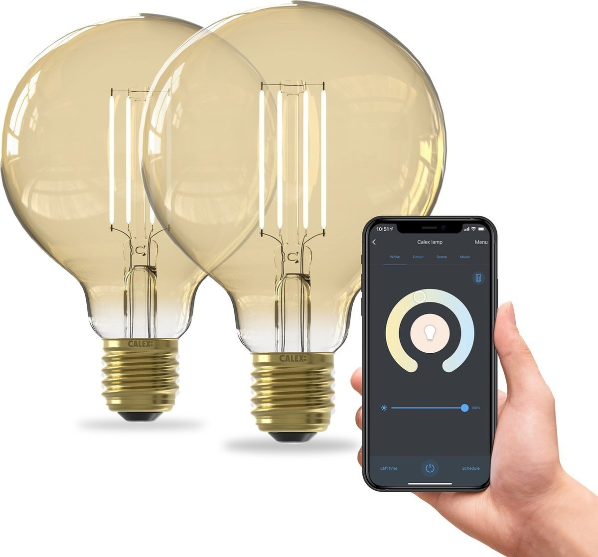 2x Żarówka LED Calex Smart - Złota - Możliwość ściemniania - E27 - 7W - 1800K-3000K