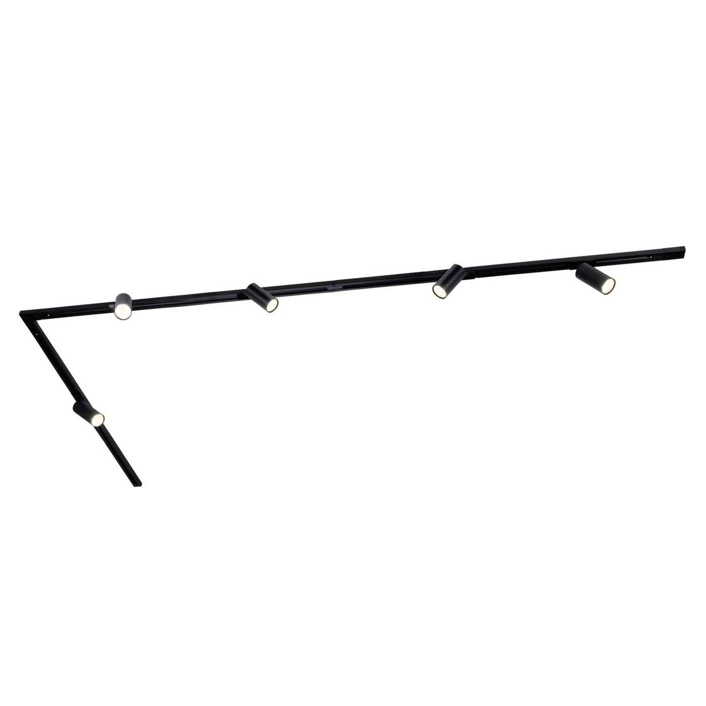 3m LED Schienensystem - 5 Spots - Dimmbar - 1 Phasen - Schwarz