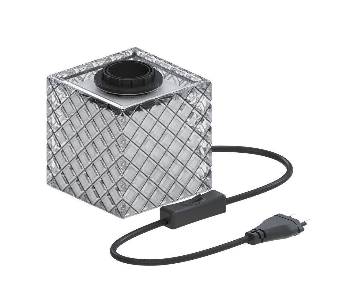 Calex Lampe de Table E27 – Lampe de Table avec Câble – Carré - Noir Blanc - Verre