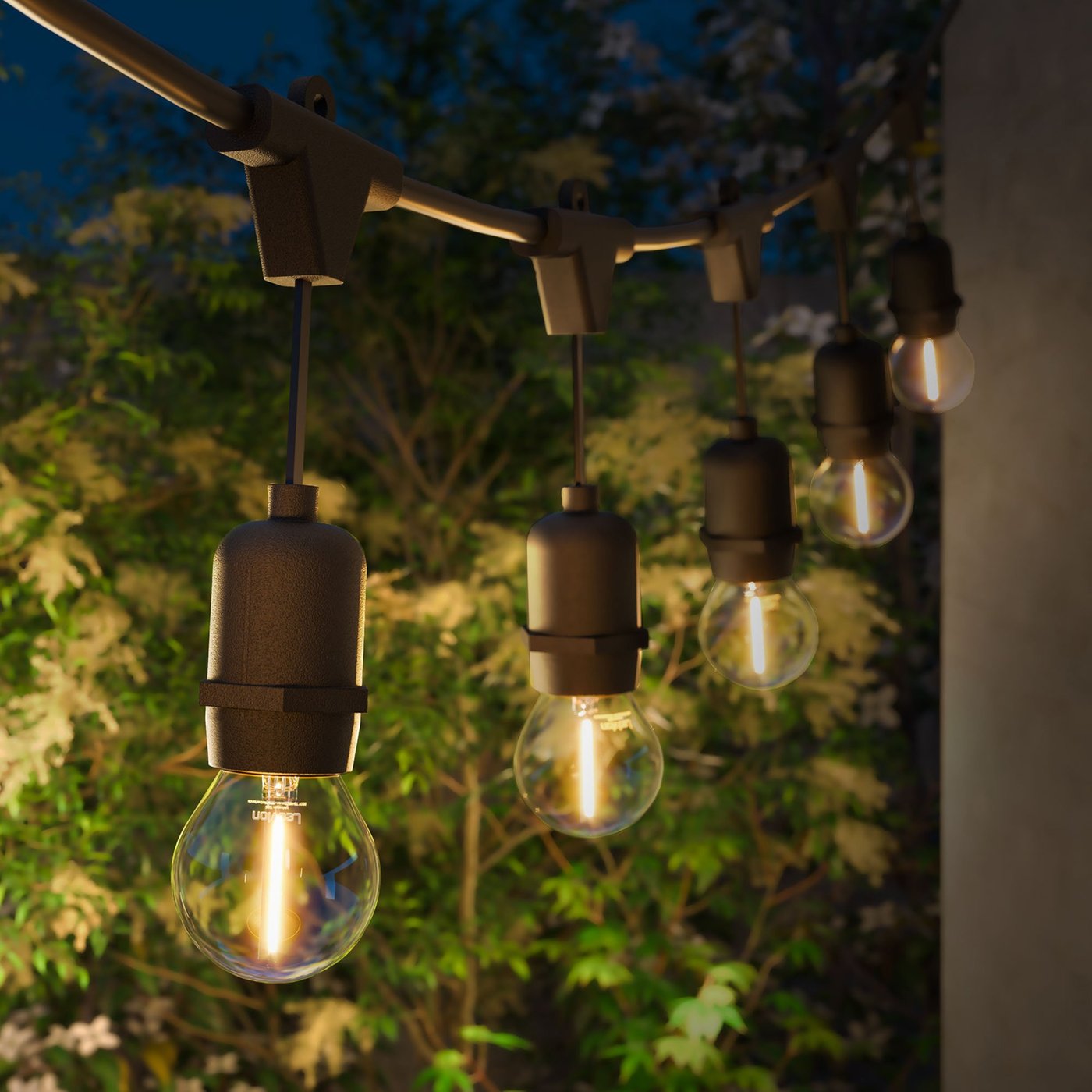 Guirnalda Luces LED Exterior 35m + Cable de conexión 3m - con 35 bombillas E27 - Conectable - IP65
