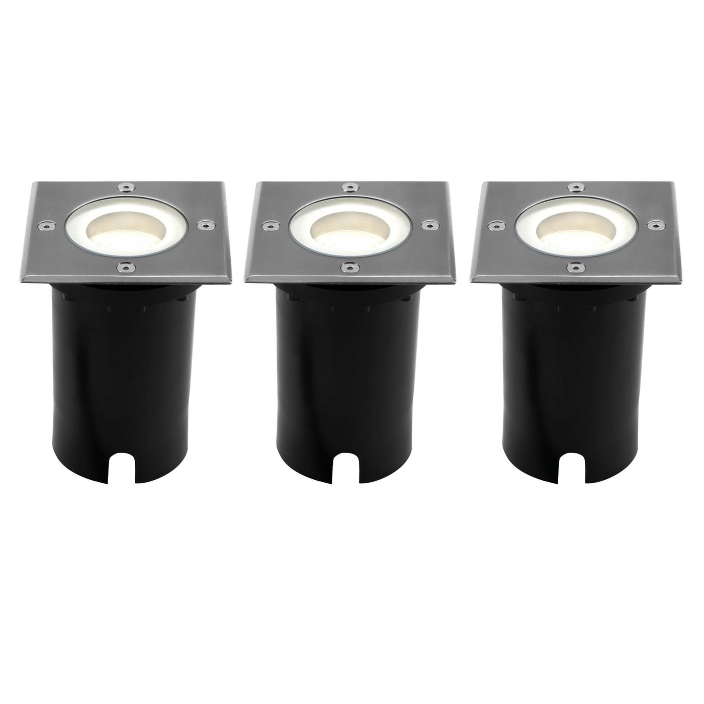 3x Zewnętrzny Lampy Najazdowe LED - Kwadratowy - Czarny - IP67 - 3W - 4000K - Kabel zasilający 1 metr