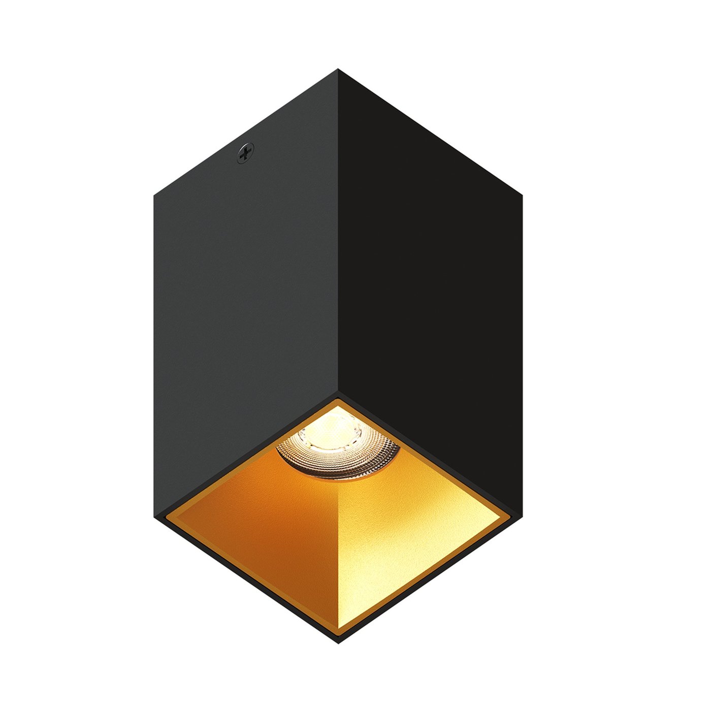 LED Aufbaustrahler Dimmbar - Schwarz / Gold - Quadrat - 3W - 2700K - 345 Lumen - 80x80mm
