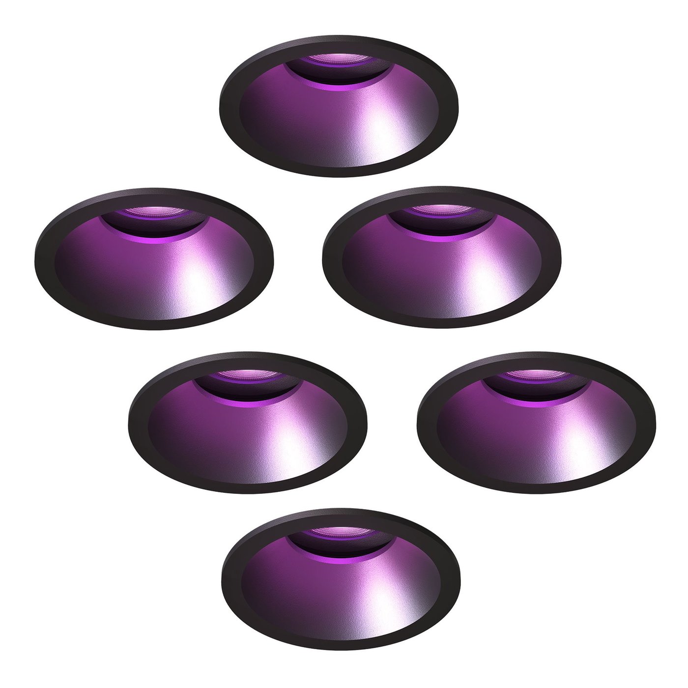 LED Einbaustrahler Dimmbar - Schwarz - Rund - 4.9W - RGB+CCT - 345 Lumen - ø81mm - 6 pack