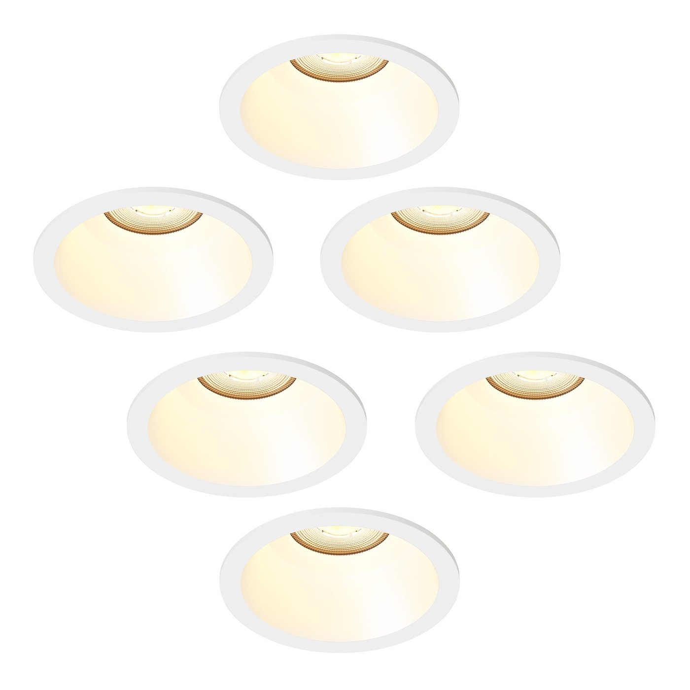 LED Einbaustrahler Dimmbar - Weiß - Rund - 3W - 2700K - 345 Lumen - ø85mm - 6 pack