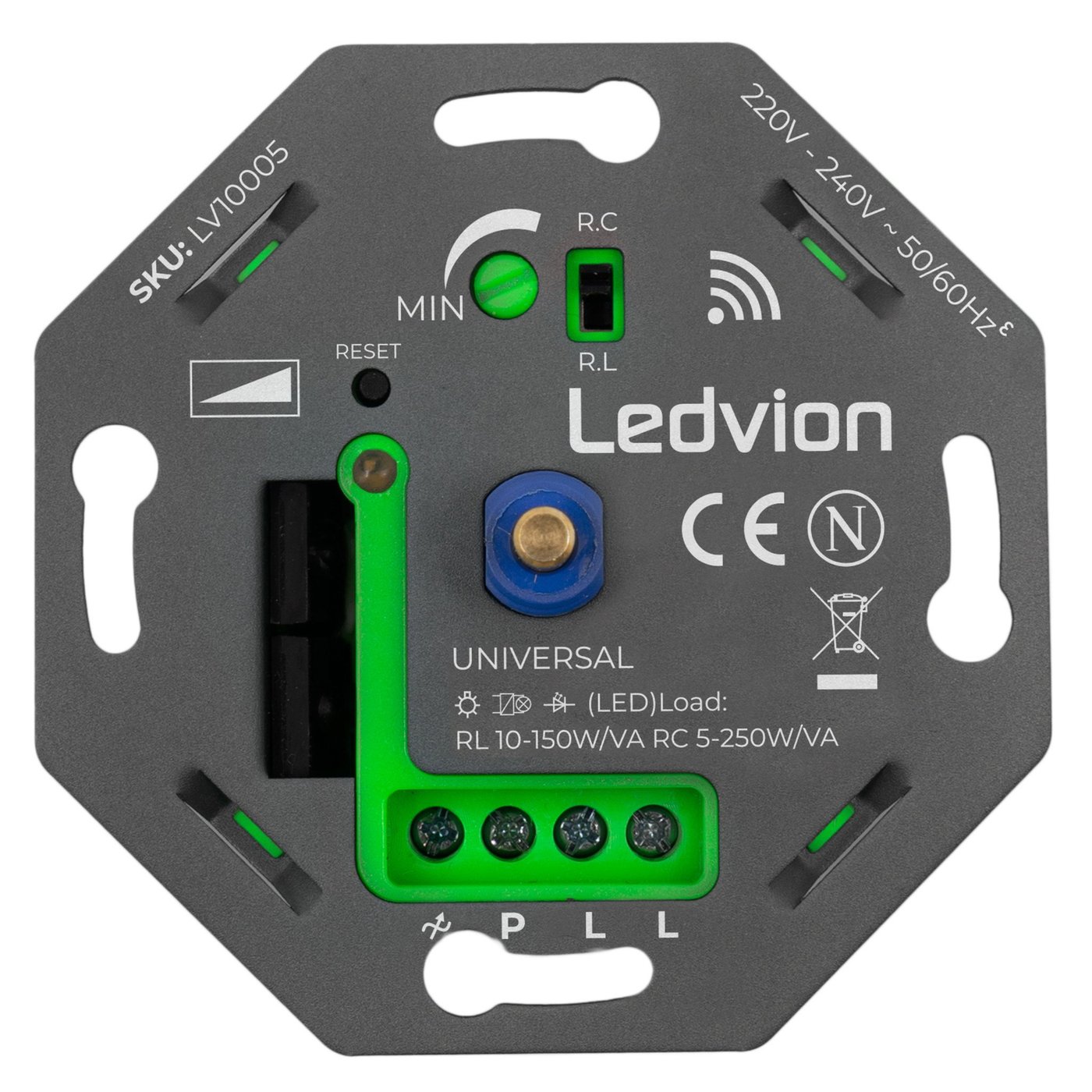 Smart WIFI LED Dimmer 5-250W LED 220-240V - Fase Aan/Afsnijding - Universeel
