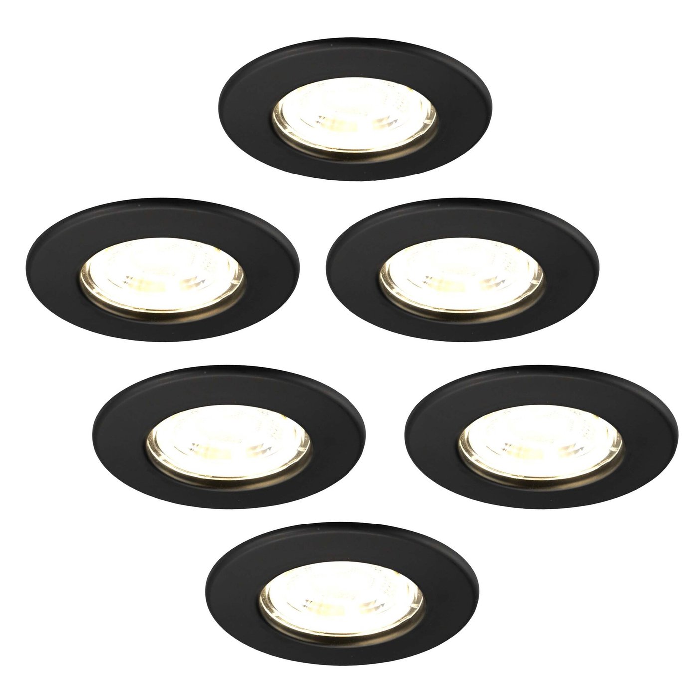 6x Lampy wpuszczane w sufit LED - ściemniane - IP65 - 5W - 2700K - Czarny - ø84mm - 5 lat gwarancji - Do łazienki