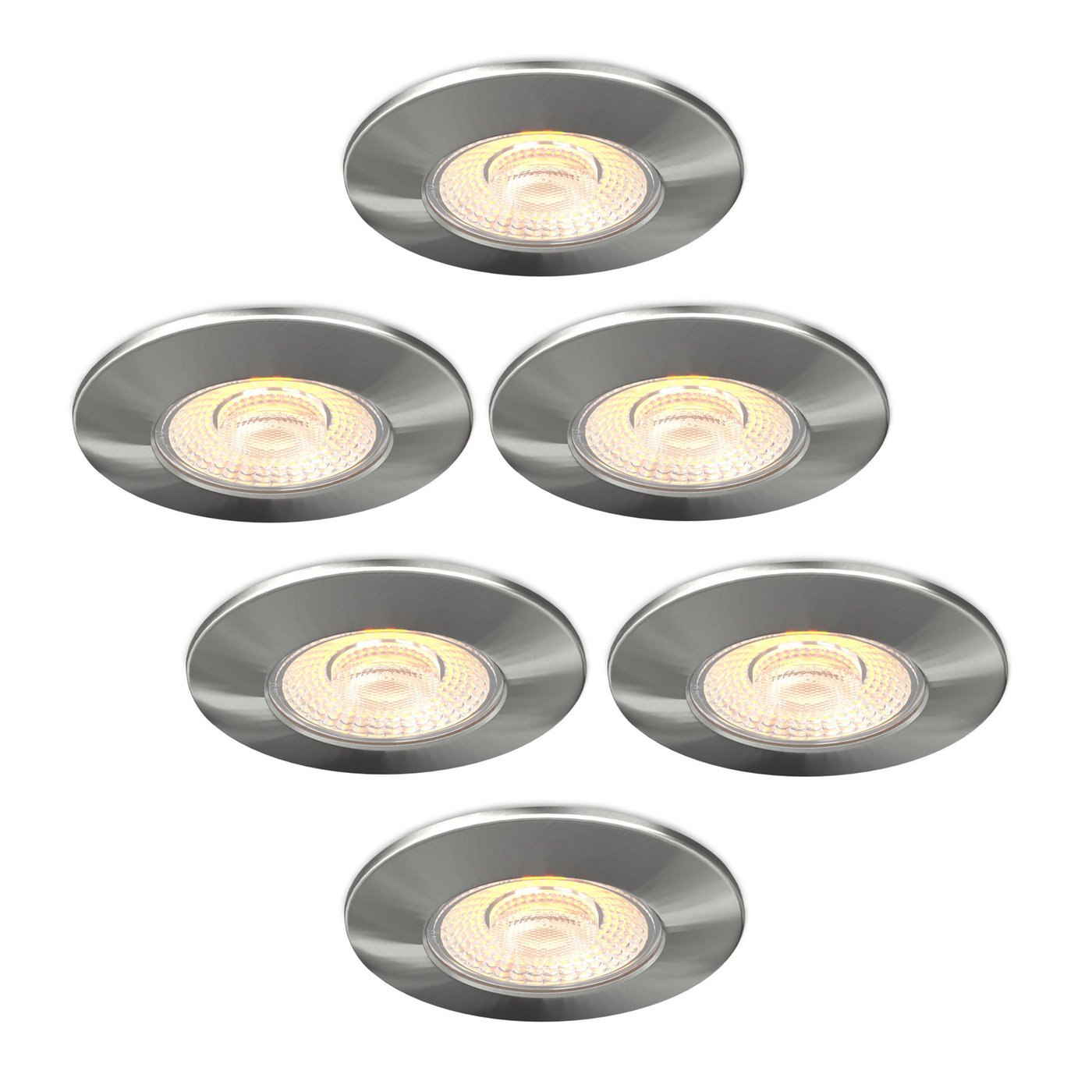 6x Lampy Wpuszczane w Sufit LED - Ściemniane - IP65 - 5W - CCT - Nikiel - Ø75 mm - 5 lat gwarancji - Do łazienki