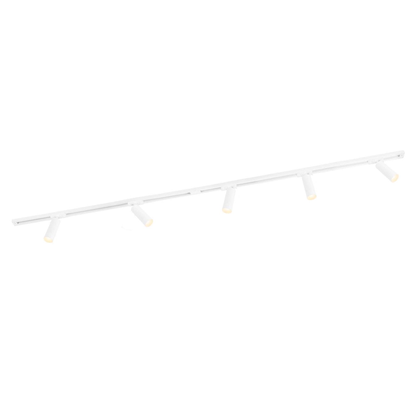 2m Oświetlenie Szynowe LED - 5x Reflektor Szynowy - 3W - 2700K - Możliwość Przyciemniania - System Szynowy 1-fazowy - Biały