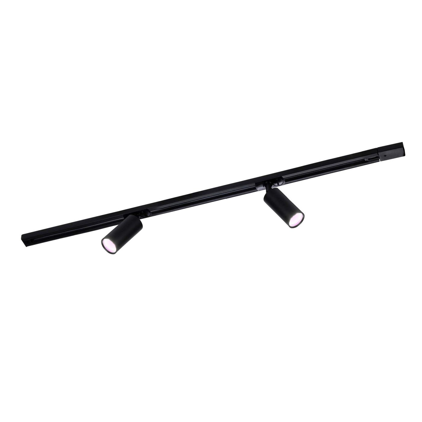 1m Illuminazione a Binario LED Intelligente - 2 Faretti GU10 - 4.9W - RGB+CCT - Dimmerabile - Binario Monofase - Nero