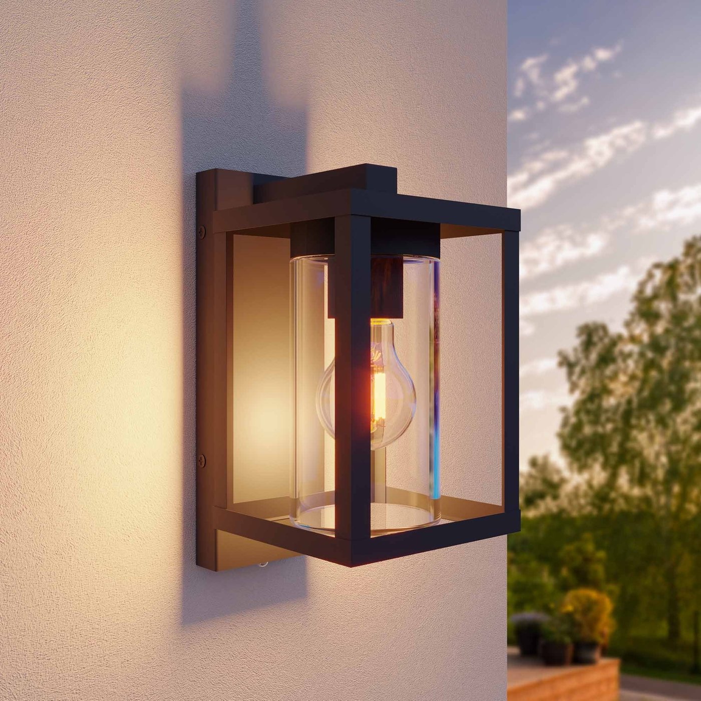 LED Wandlamp Buiten met Sensor - 7.5W - 2100K - IP44 - Antraciet