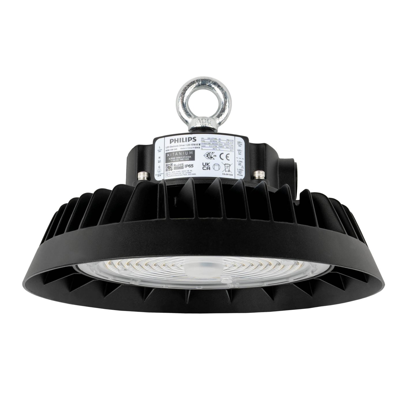 LED High Bay – Philips-drivdon – 150W / 130W / 110W – 185 lm/W – 6500K – IP65 – Dimbar – 90° – 5 års garanti