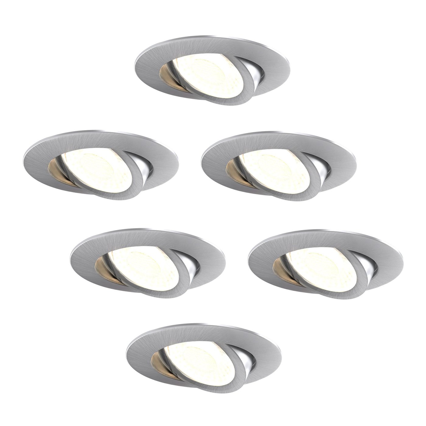 6x LED Einbaustrahler dimmbar - Dim to Warm - CCT (Lichtfarbe einstellbar) - 5W/7W - IP65 - Edelstahl - Schwenkbar - Aluminium - 5 Jahre Garantie