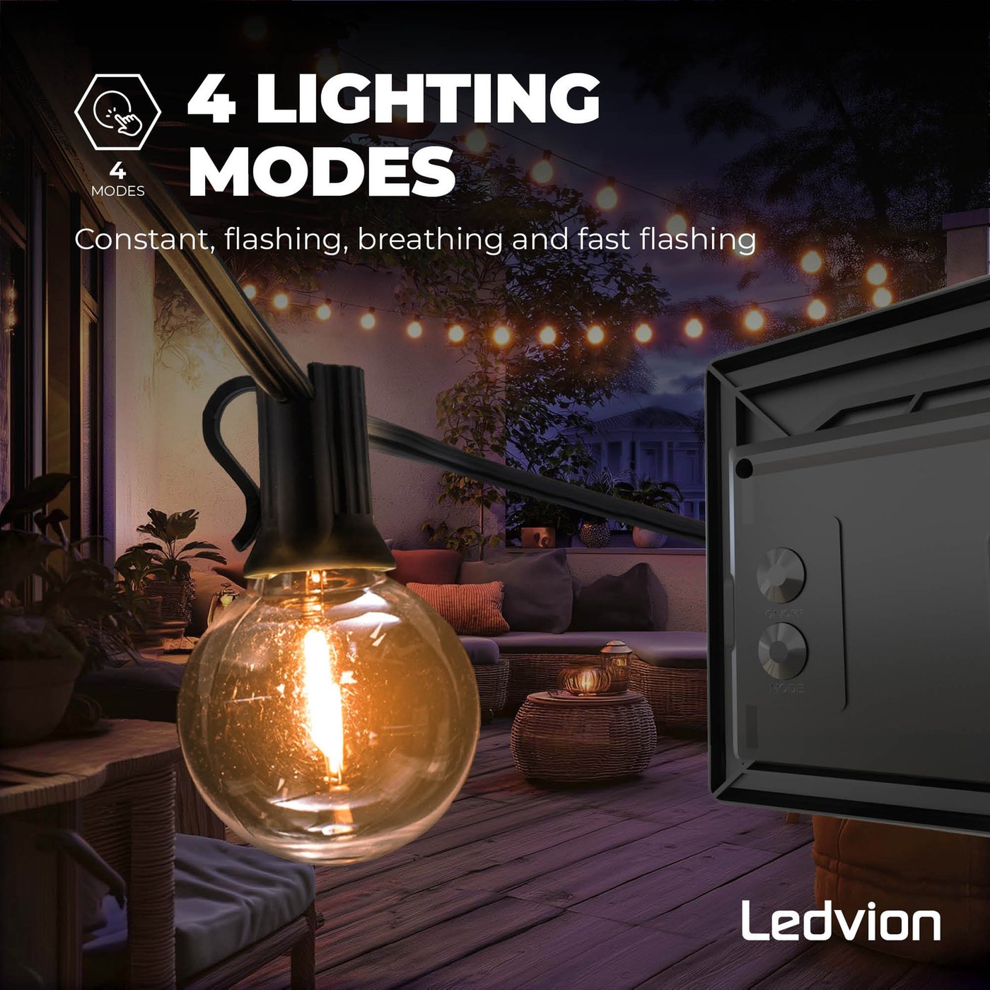 27m LED Lichterkette + Solar Panel - 12V - IP54